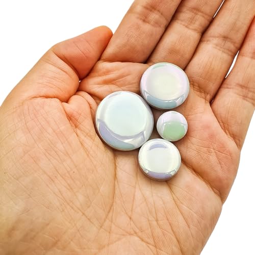 200g Iridescent Round Mosaic Tiles for Crafts Bulk (90 Count)