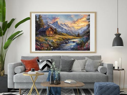 14ct Counted Cross Stitch Kits for Adults Mountains House River Printed Stamped Cross Stitch Patterns Kits Cross Stitch Supplies