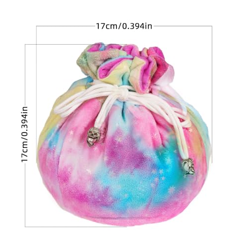 Large Dice Bags with Pockets Rainbow Storage Bag for DND RPG Games (21 Ounce)