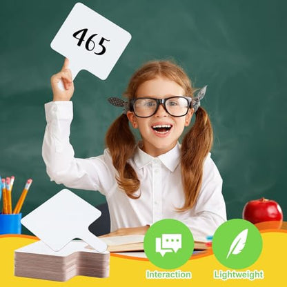 6 Pcs Dry Erase Answer Paddle 7 x 9 Inch Handheld Wooden White Board Double Sided Dry Erase Small Whiteboards for Students Classroom Games Party Auction Paddles for Bidding Meeting Voting (6 Count)