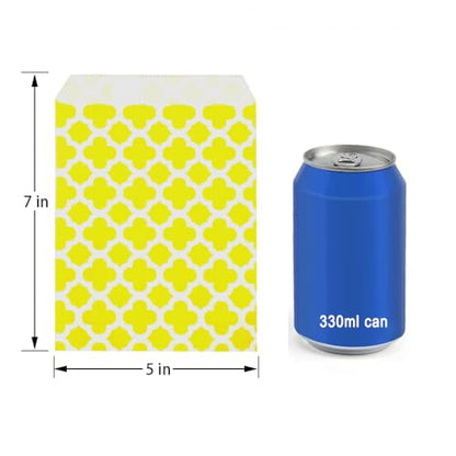 100 Pcs Yellow Candy Buffet Bags Small Cookie Bags Polka Dot Paper Treat Bag for Wedding Birthday Party (100 Count)