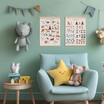 Cute Animal Number Chart Alphabet Poster Hanger