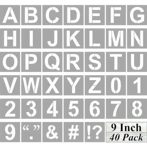 Alphabet Letter and Number Stencils 9 Inch (40 Count)