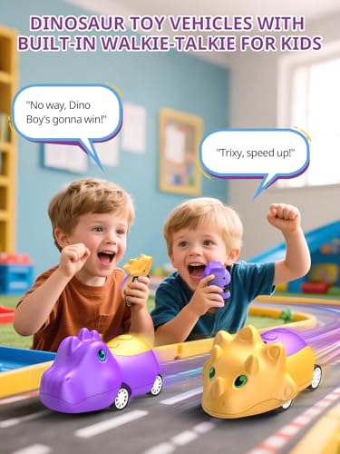Walkie Talkies for Kids Rechargeable Dino Toy Cars 48H Playtime