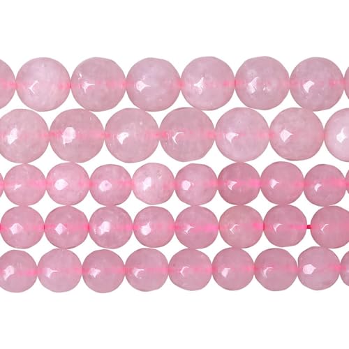 90pcs 4mm Natural Rose Pink Quartz Crystal Faceted Stone Beads for Jewelry Making Energy Healing Power Stone Beads DIY Bracelet Necklace Accessories 15"