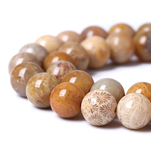 45pcs 8mm Natural Coral Jade Chrysanthemum Stone Beads Round Loose Beads for Jewelry Making (16 Count)