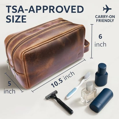 Leather Travel Toiletry Bag for Men