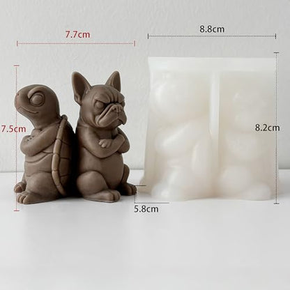 Couple Dog and Turtle Animal Cylinder Candle & Resin Mold
