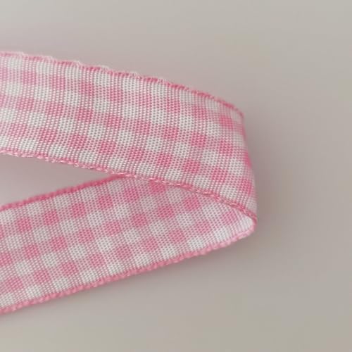 Pink Gingham Plaid Checked Ribbon 25 Yards Each Roll 100% Polyester (75 Foot)