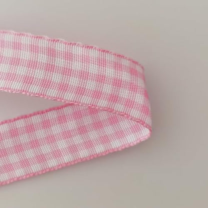 Pink Gingham Plaid Checked Ribbon 25 Yards Each Roll 100% Polyester (75 Foot)