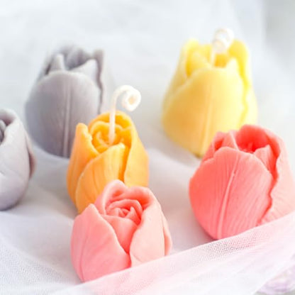 2Pcs Tulip Silicone Candle Flower Wax Mold Silicone for Candles Resin Making Molds Moldes De Silicona para Hacer Velas Artesanales De Silicona (2 Count)