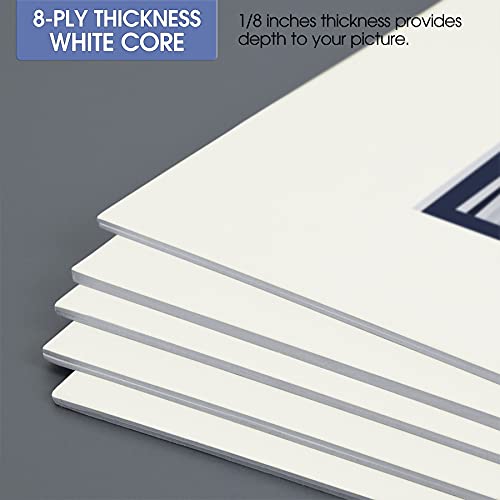 5 Pack Double mat 11x14 For 8x10 Photo Ivory Over Blue (5 Count)