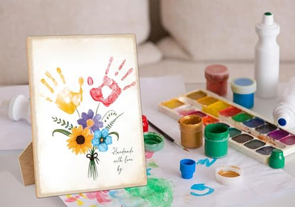 Flower Bouquet Handprint Art Keepsake Making Wooden Sign with Stand 9x12"