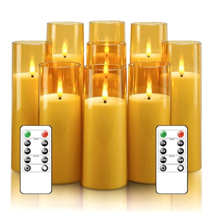 Flickering Flameless Candles Battery Operated with Remote and 2 (9 Count)