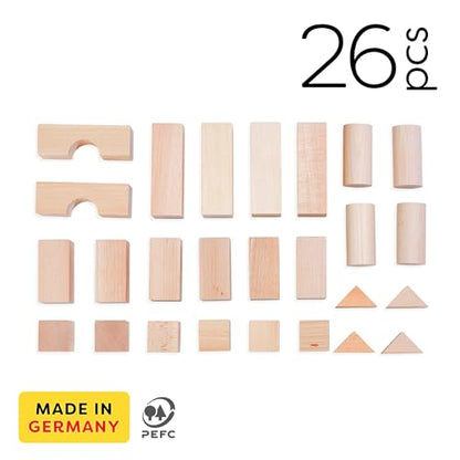 Wooden Building Blocks 26 Piece Set