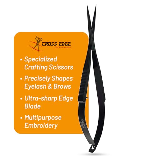 Cross Edge Spring Scissors 5 Inch straight Stainless Steel Precision Eyebrow & Eyelash Shaping & Trimming Scissor