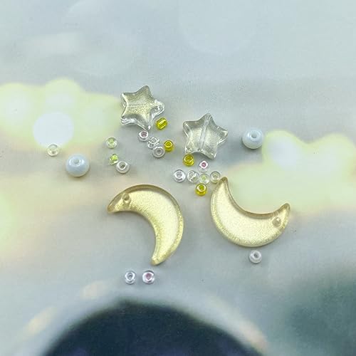 Assorted Glass Beads for Jewelry Making Multi Size Colors Glass Star Moon Seed Pearl Spacer Beads for Bracelets Necklace Earring Making (2.8219 Ounce)
