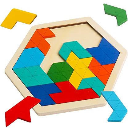 Wooden Hexagon Puzzle (16 Count)
