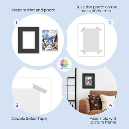 Mat Board Center 25 Pack 8x10 Picture Mat for 5x7 Photo Black