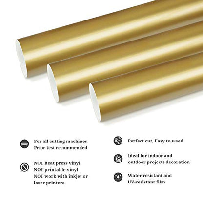 Gold Adhesive Vinyl Glossy Gold Vinyl Wrap Matte Gold Vinyl Permanent 12" x 10ft (10 Foot)