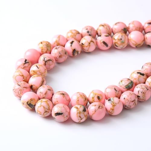 45PCS 8MM Natural Pink Shell Turquoise Beads for Jewelry Making with Mother