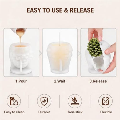 2 Pack Christmas 3D Pinecone Silicone Candle Molds