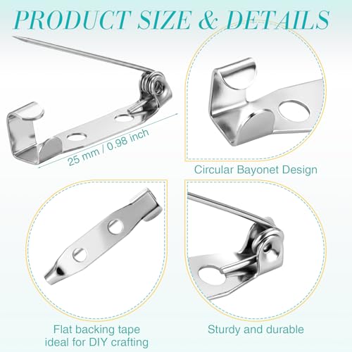 100 Pcs Brooch Pin Backs Bar Pins Backs for Crafts Safety Clasp with Plastic Box (100 Count)