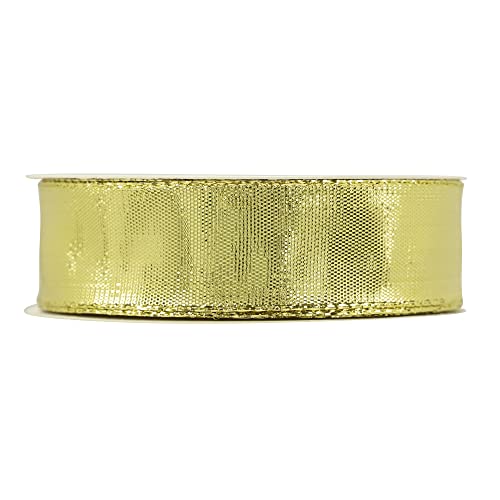 Gold Metallic Wired Ribbon 1 Inch x 25 Yards (75 Foot)