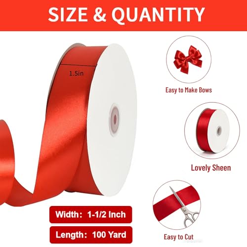 100 Yard Red Satin Ribbon 1 (300 Foot)