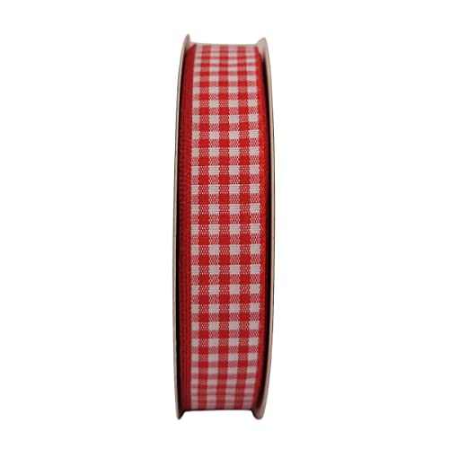 Red and White 100% Polyester Gingham Ribbon 25 Yards Each Roll (75 Foot)