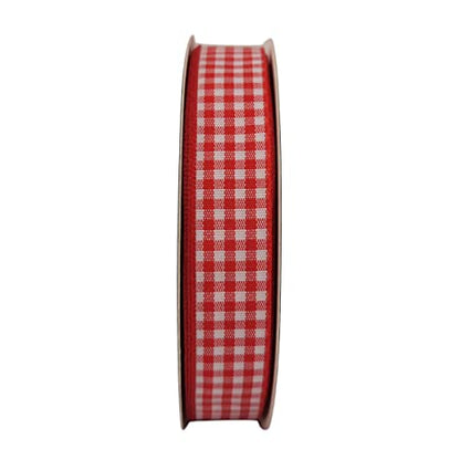 Red and White 100% Polyester Gingham Ribbon 25 Yards Each Roll (75 Foot)