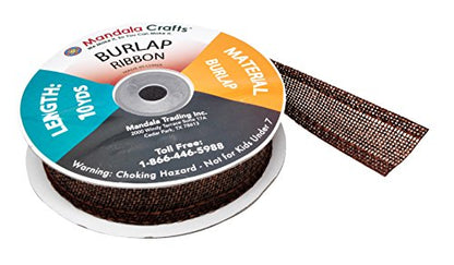 1 Inch Wide Brown Burlap Ribbon for Crafts (60 Feet)