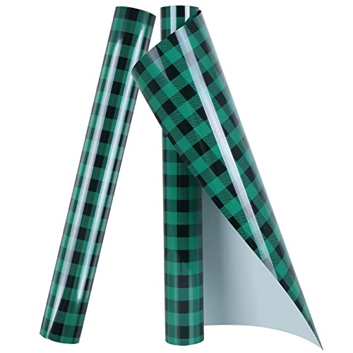 Green Black Buffalo Plaid HTV Vinyl 12 inch x 10 ft