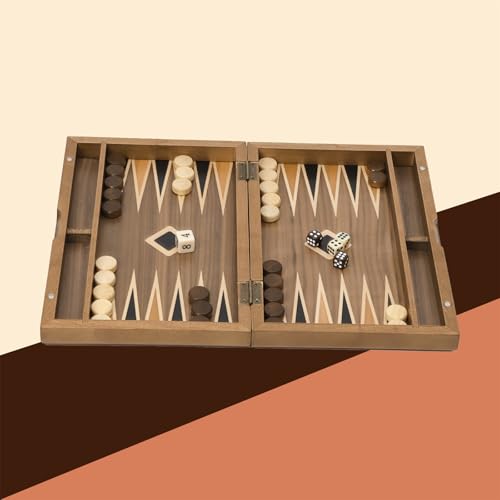 GSE Premium Wooden Magnetic Inlay Backgammon Board Set