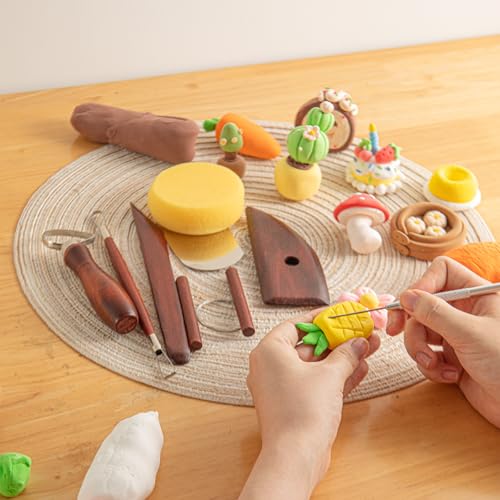 8PCS Stained Wooden Pottery Sculpting Tools