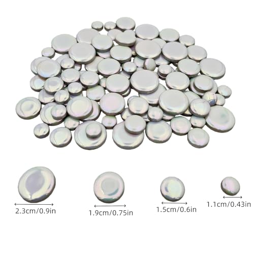 200g Iridescent Round Mosaic Tiles for Crafts Bulk (90 Count)