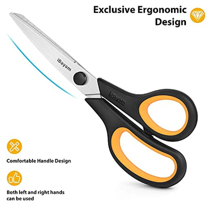 8.5" Heavy Duty Black Scissors for Office School Classroom Home Use (3 Count)