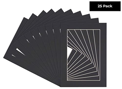 Pack of 25 Acid Free 8x10 Mats Bevel Cut for 5.5x8.5 Photos (25 Count)
