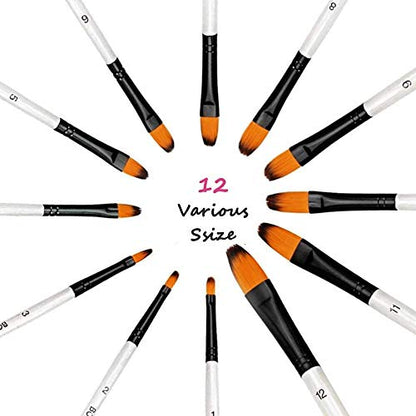 Filbert Paint Brushes Set (12 Count)
