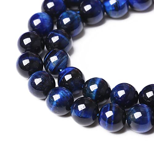 Natural Stone Lapis Blue Tiger Eye Beads Round Loose Spacer Beads for Jewelry Making DIY Bracelet Necklace 10mm 38pcs (16 Count)