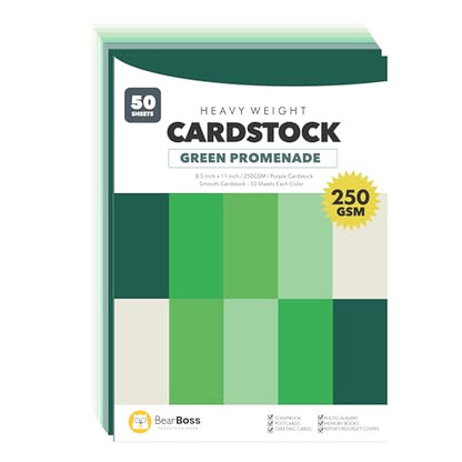 Green Colored Cardstock Thick Paper 50 Sheets