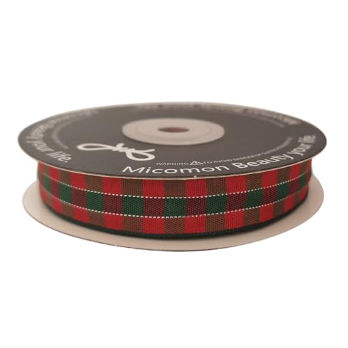Christmas Ribbon Gingham Checkered Ribbon 25 Yards Plaid Ribbon for Christmas Crafts