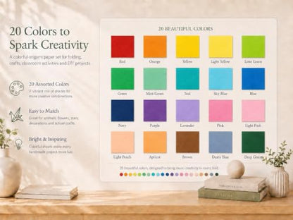Origami Paper Kit 1000 Sheets 6x6 Colored Paper with Origami Book (1000 Count)