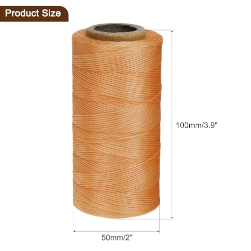 150D 0.8mm Flat Waxed Thread 284 Yards Polyester Leather Sewing Waxed String Hand Stitching Waxed Cord for Leather Stitching Sewing Bookbinding DIY Craft Ginger Yellow