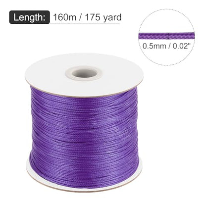 Waxed Polyester Cord 0.5mm 175 Yard Purple for Bracelet Making