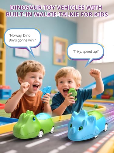 Walkie Talkies for Kids Rechargeable Dino Toy Cars 48H Playtime (2 Count)