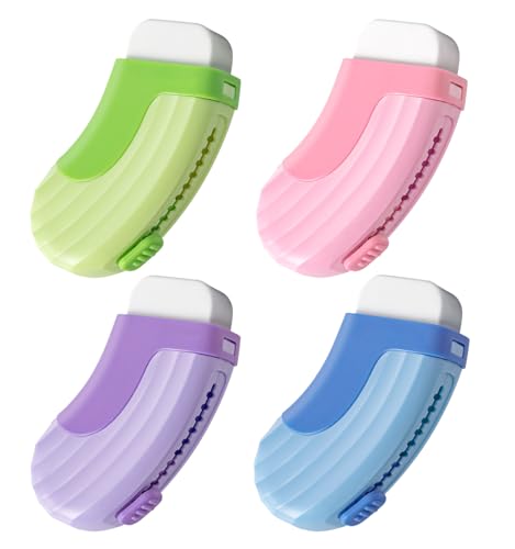 4 Color of Pack Rubber Erasers Sliding Retractable Eraser