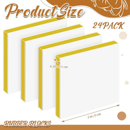 24 Pcs 2" x 2" Rubber Carving Block Printmaking Stamp (24 Count)