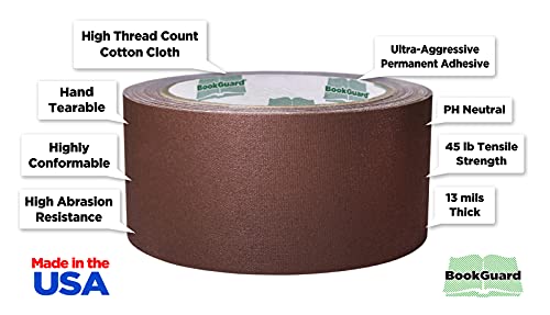 2 Inch Brown Book Repair Cloth Tape 15 Yard Roll