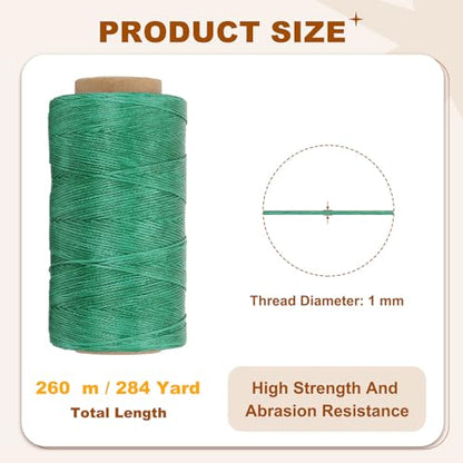 284 Yard Flat Waxed Thread 150D 1mm Leather Sewing Cord for Repairing Shoes Bags Wallets Jewelry Making DIY Leather Craft
